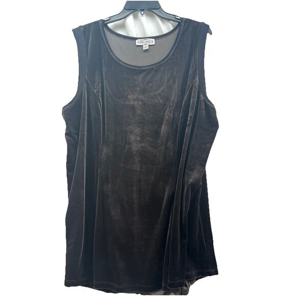 KATHLEEN KIRKWOOD Size 2X Black Velvet Sleeveless Swing Top - Picture 1 of 4